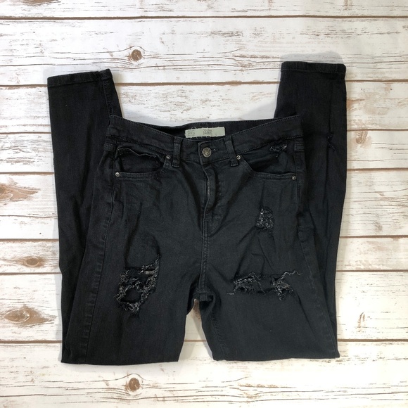 Topshop Denim - Topshop Moto Jamie Black Distressed Jeans Size 28